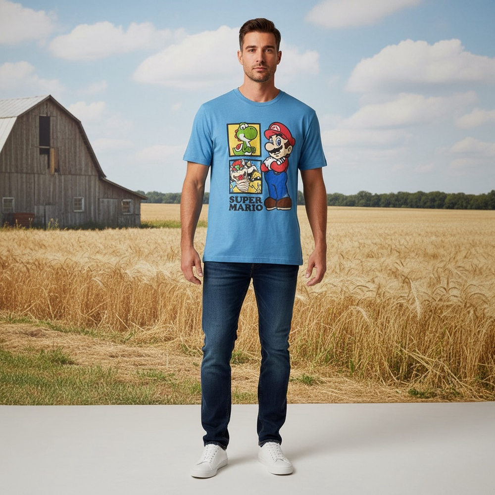 Men's Super Mario Short Sleeve Tee - Blue - Size L